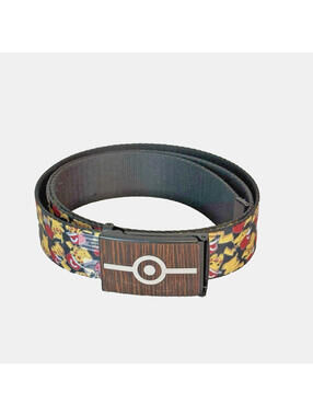 Pokemon 2016 Buckle Down Belt Pikachu Print Poke Ball Buckle Adjustable 50" EUC